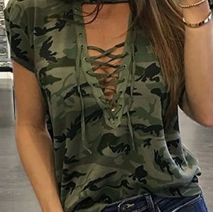 Lace front camo tee